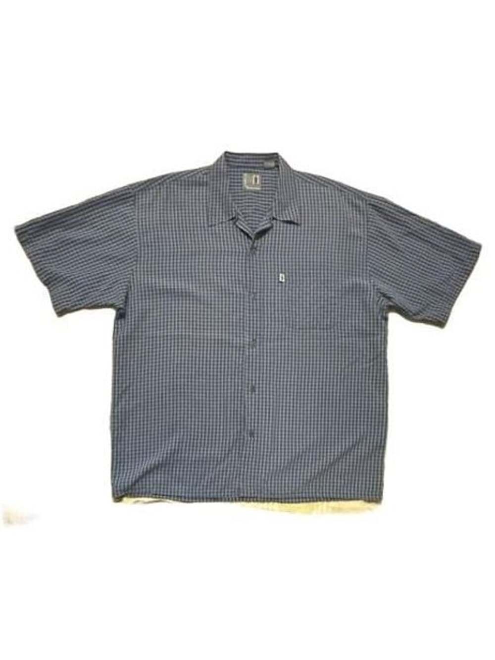 Pineapple Connection Short Sleeve Button Down Shirt Size L Blue Plaid
